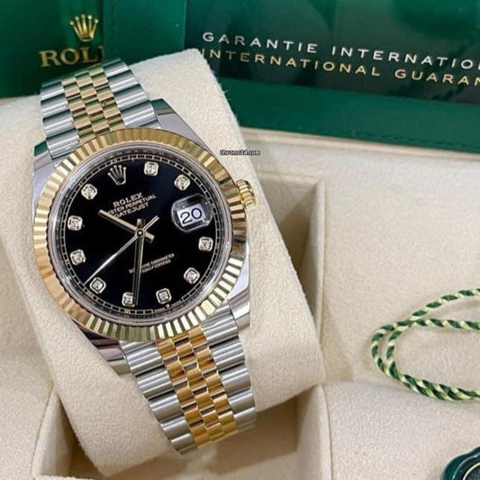Date Just 2 Tone-Black Diamond Watch