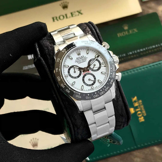 Daytona Silver/White Chain Watch