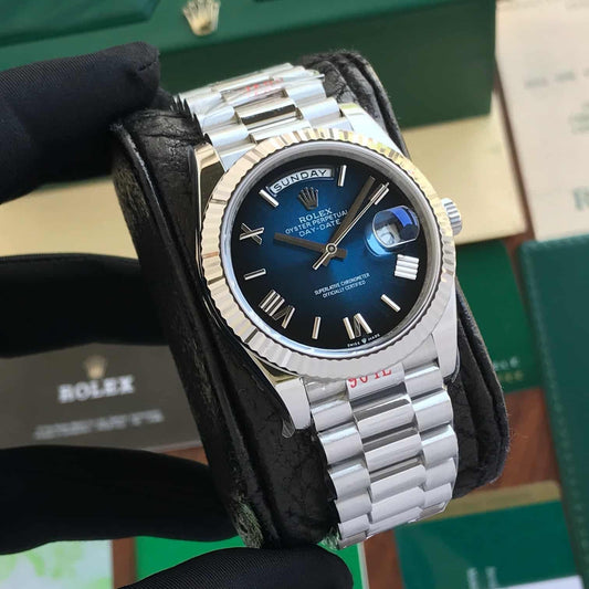 Day Date Silver/Blue Watch