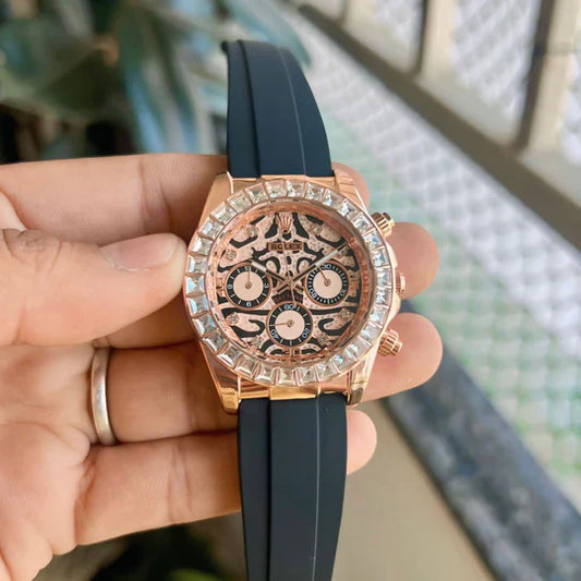 Elegant Tiger Rose Gold Belt Watch