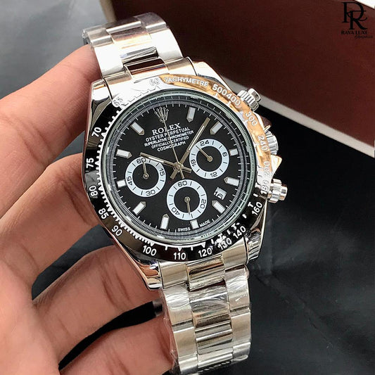 Daytona Silver/Black Chain Watch