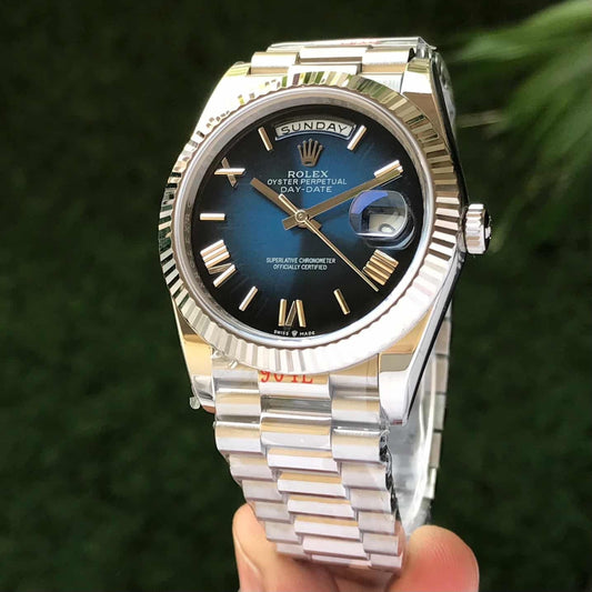 Day Date Silver/Blue Watch