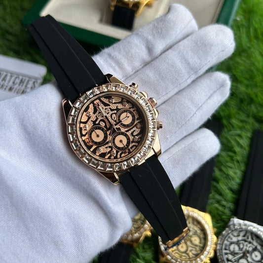 Elegant Tiger Rose Gold Belt Watch
